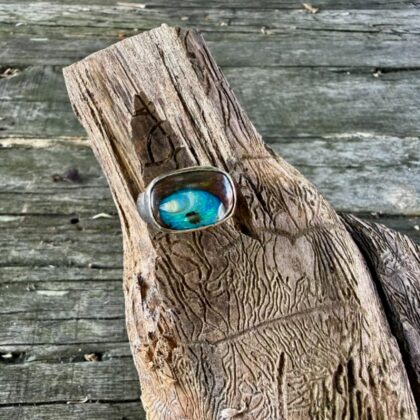 australian-boulder opal-silver-ring-blue-sandrakernsjewellery