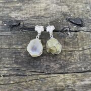 druzy-earrings-real leaf-sterling silver-back-sandrakernsjewellery.
